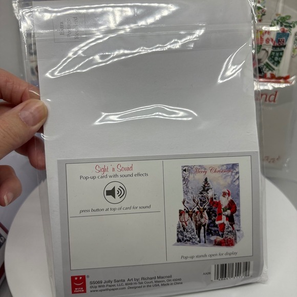 Christmas Pop Up Cards Lot of 4 Santa Reindeer Snowman Joy Wreath Merry Decor - Picture 6 of 13